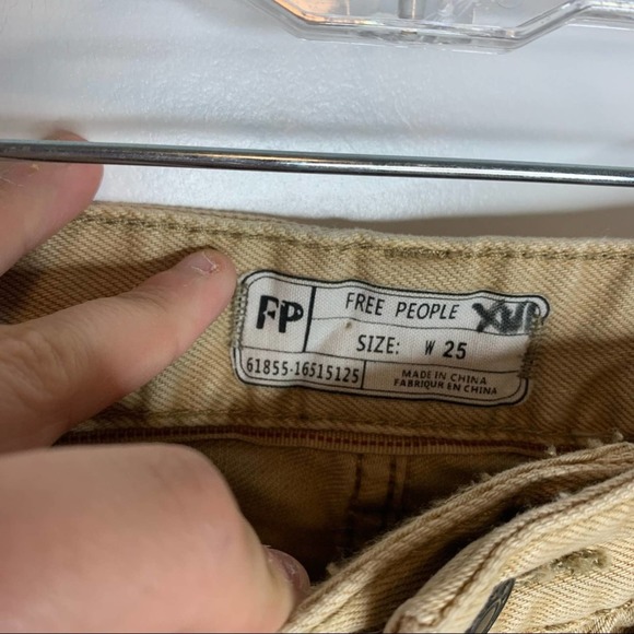 Free People High Rise Khaki Cut Off Shorts 25 - Picture 5 of 9